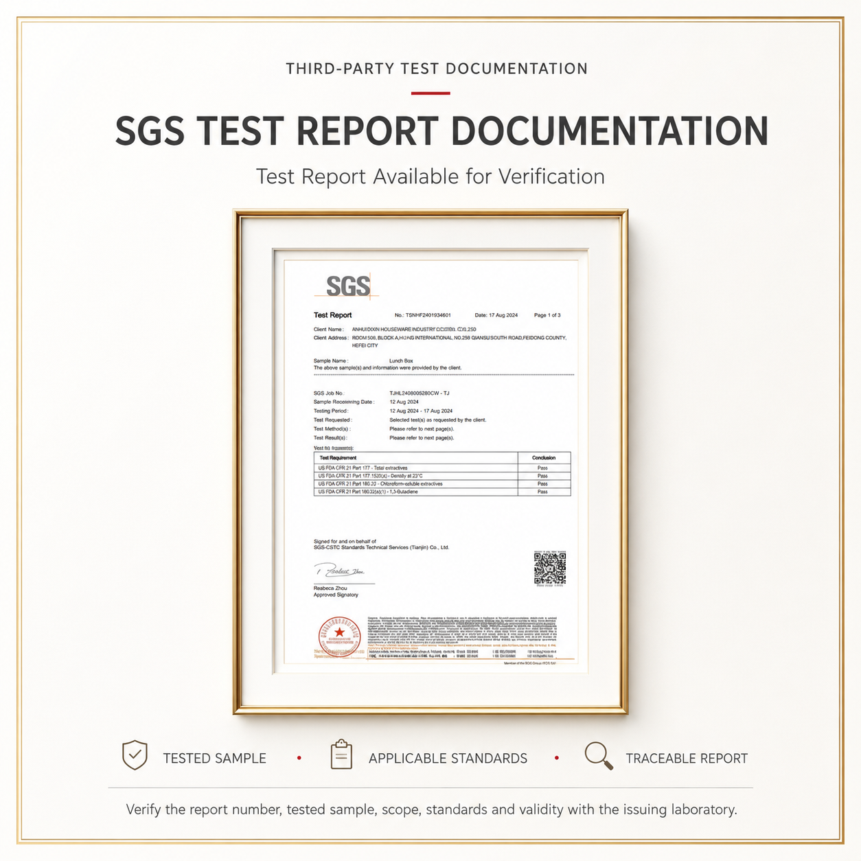 SGS TEST REPORT DOCUMENTATION